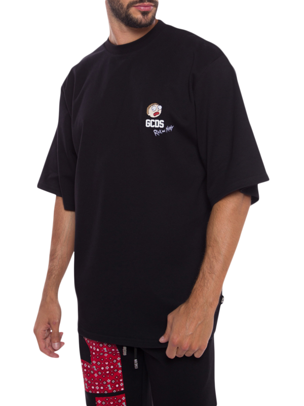 Oversized Crewneck T-Shirt with Rick and Morty Print