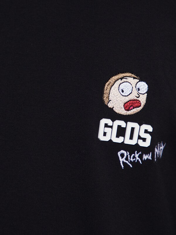 Oversized Crewneck T-Shirt with Rick and Morty Print