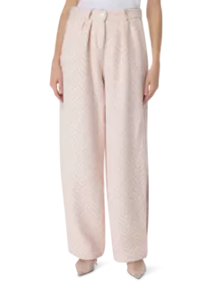 بنطال بقصة كبيرة الحجم وبخصر منخفض من الصوف الخشن بنقشة هيرينجبون