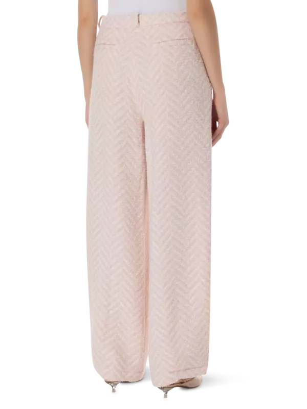 بنطال بقصة كبيرة الحجم وبخصر منخفض من الصوف الخشن بنقشة هيرينجبون