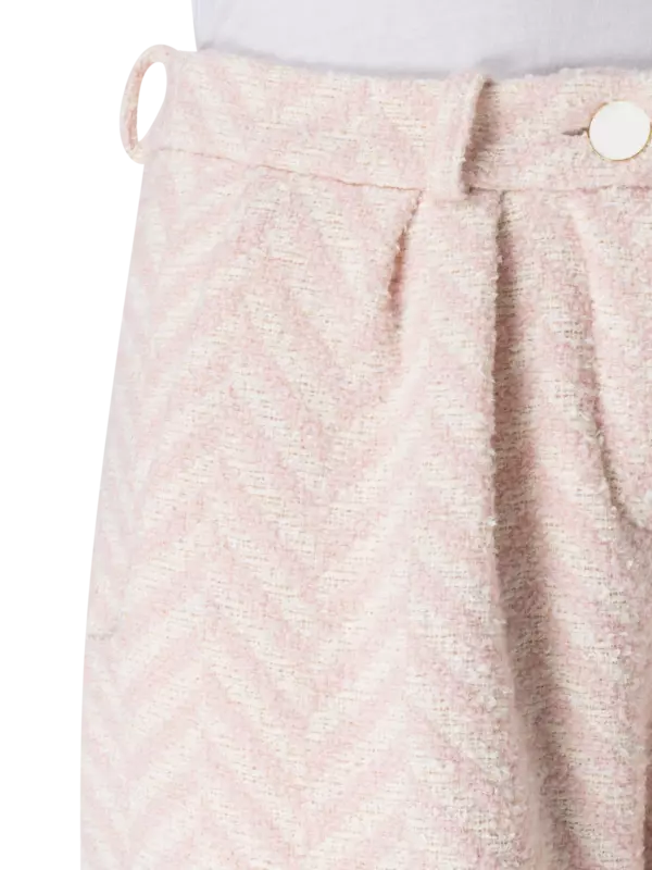 بنطال بقصة كبيرة الحجم وبخصر منخفض من الصوف الخشن بنقشة هيرينجبون