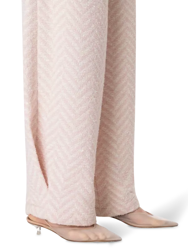 بنطال بقصة كبيرة الحجم وبخصر منخفض من الصوف الخشن بنقشة هيرينجبون