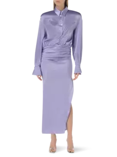 فستان راجلان مكشكش كبير الحجم من الساتان