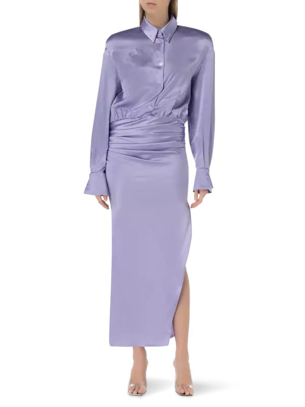 فستان راجلان مكشكش كبير الحجم من الساتان