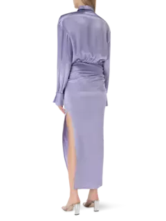 فستان راجلان مكشكش كبير الحجم من الساتان