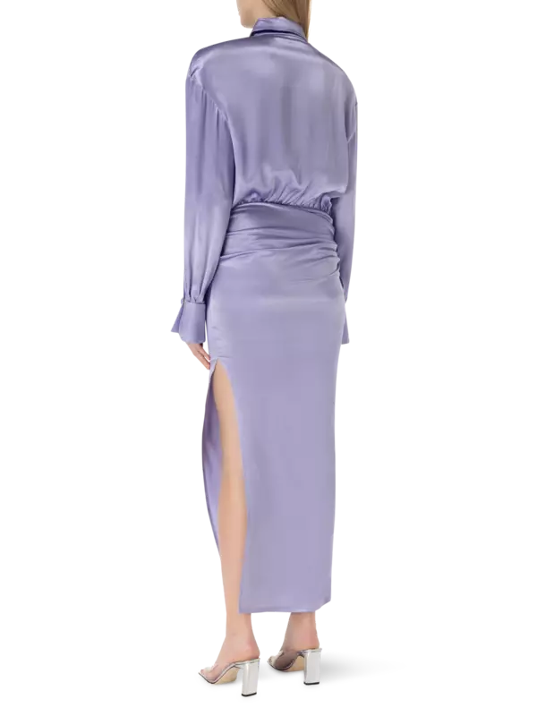 فستان راجلان مكشكش كبير الحجم من الساتان