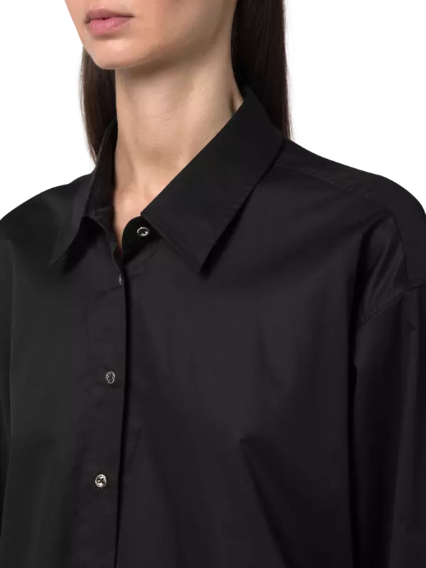 فستان بنمط قميص بحافة من الريش