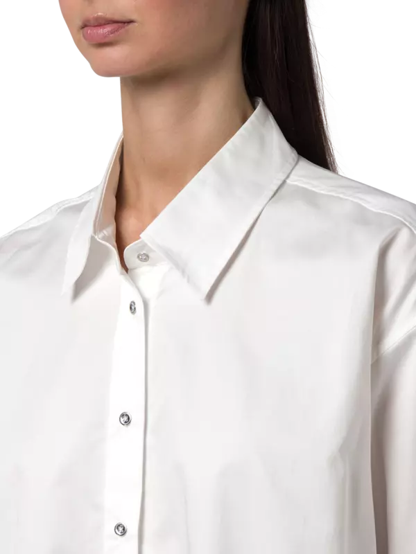 فستان بنمط قميص بحافة من الريش