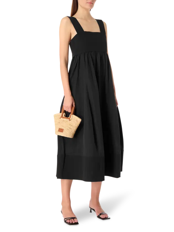 tibi linen cotton voile sculpted dress Tibi Linen Cotton Voile Sculpted Dress In Black - 50% Off