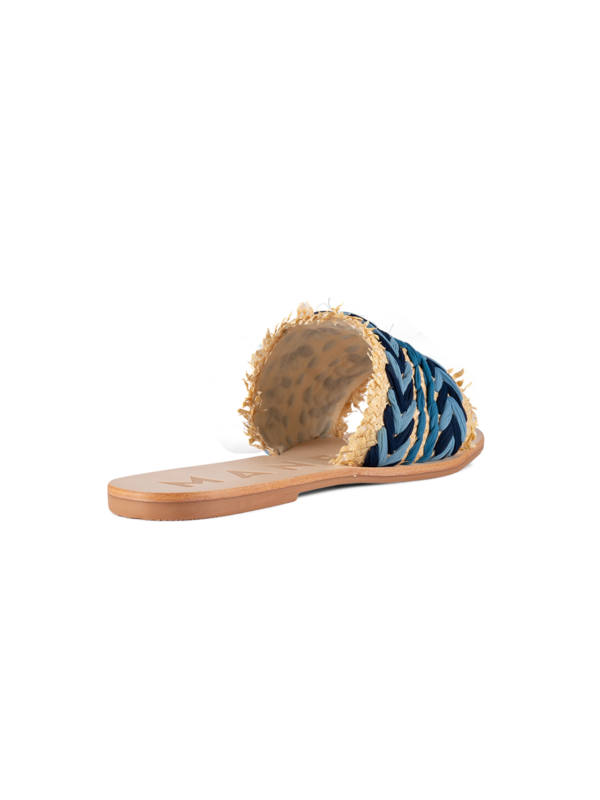 LEATHER SANDALS RAFFIA & CHIFFON