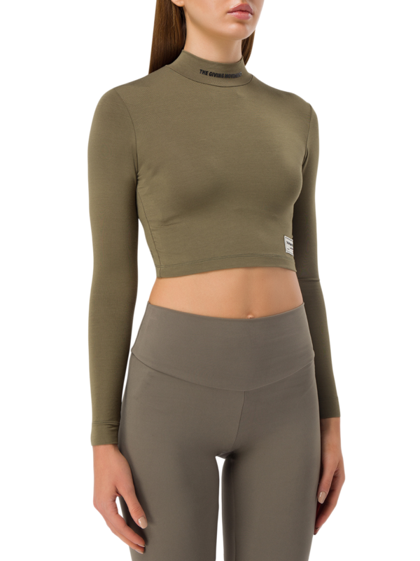 Recycled Softskin High Neck Crop Top