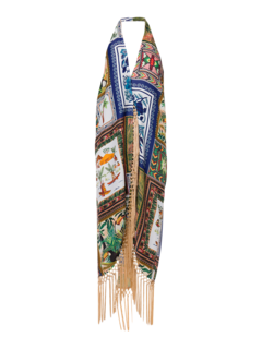 Mixed Scarves Crossed Front Maxi Dress