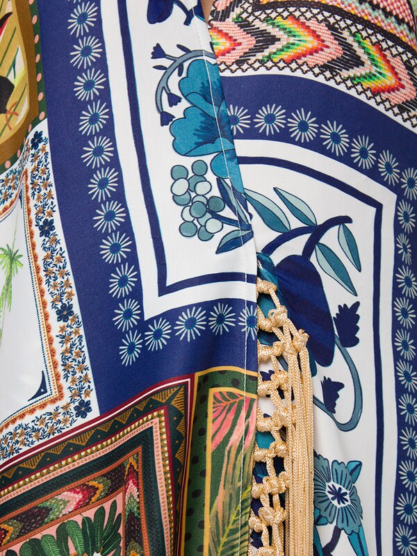 Mixed Scarves Crossed Front Maxi Dress