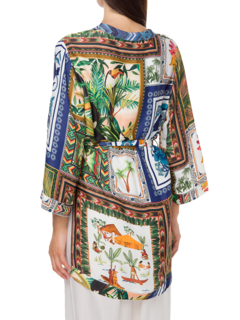 Mixed Scarves Side Slit Kimono