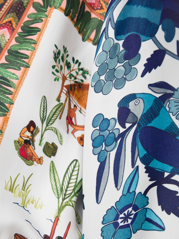 Mixed Scarves Side Slit Kimono