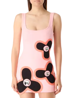 Colorblock Flower Tank Mini Dress