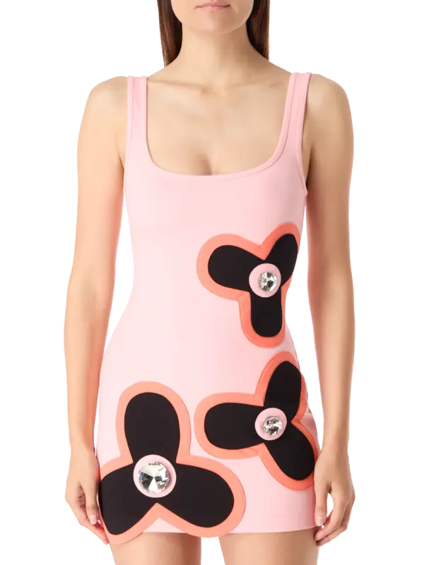 Colorblock Flower Tank Mini Dress