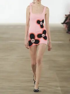 Colorblock Flower Tank Mini Dress