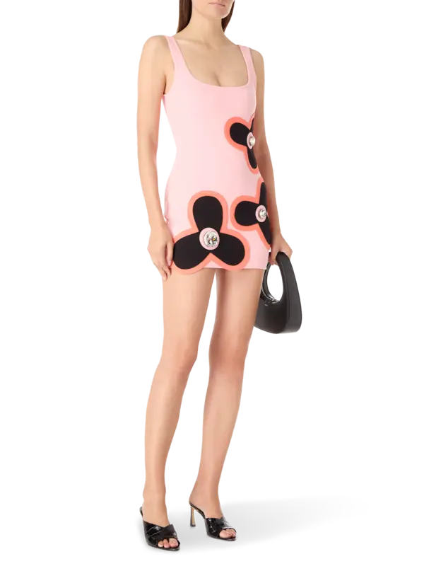 Colorblock Flower Tank Mini Dress