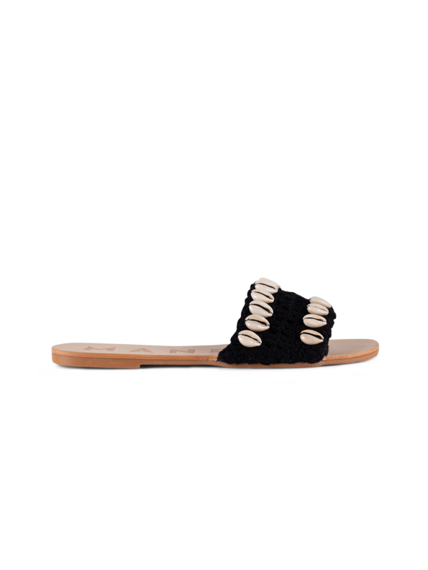 LEATHER SANDALS SHELLS & CROCHET