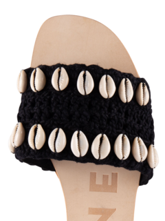 LEATHER SANDALS SHELLS & CROCHET