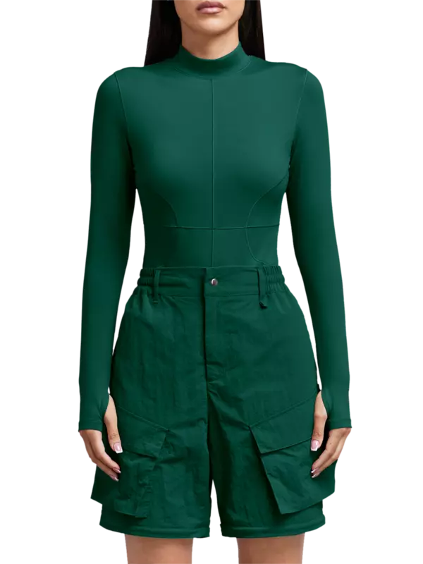 بودي سوت بأكمام طويلة من نسيج معاد تدويره