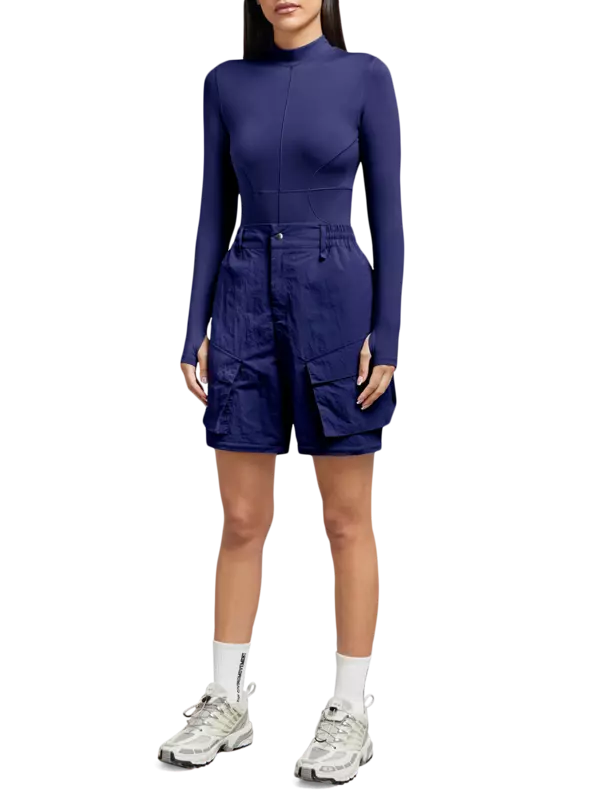 بودي سوت بأكمام طويلة من نسيج معاد تدويره