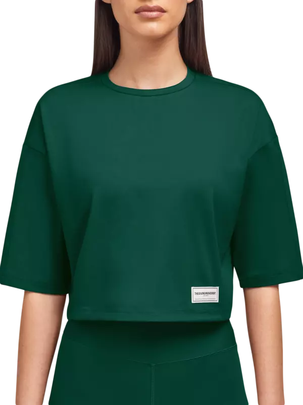 تيشيرت بقصة مربعة من نسيج معاد تدويره