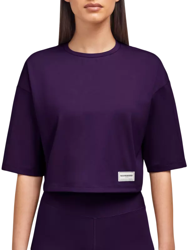 تيشيرت بقصة مربعة من نسيج معاد تدويره