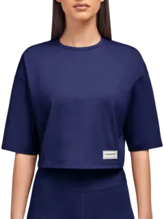 تيشيرت بقصة مربعة من نسيج معاد تدويره