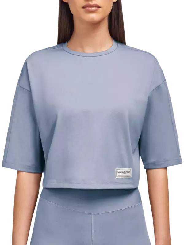 تيشيرت بقصة مربعة من نسيج معاد تدويره