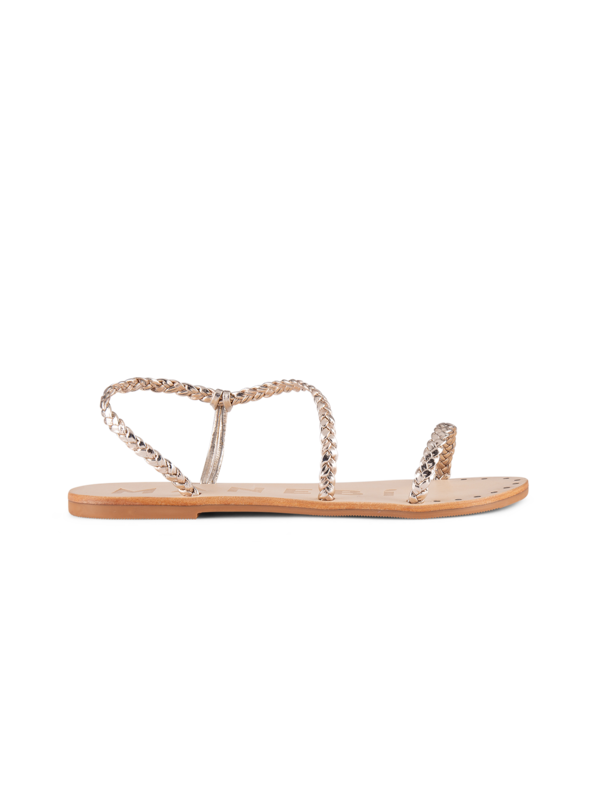 LEATHER SANDALS METALLIC LEATHER BRAID