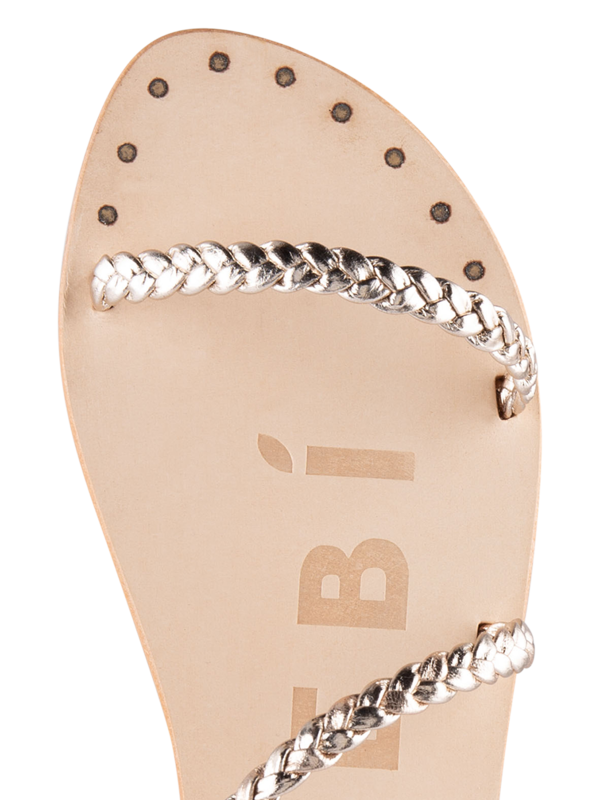 LEATHER SANDALS METALLIC LEATHER BRAID
