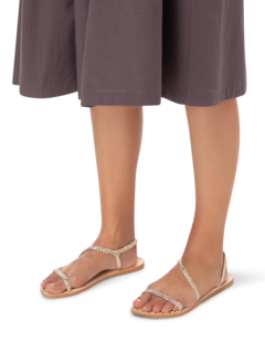 LEATHER SANDALS METALLIC LEATHER BRAID