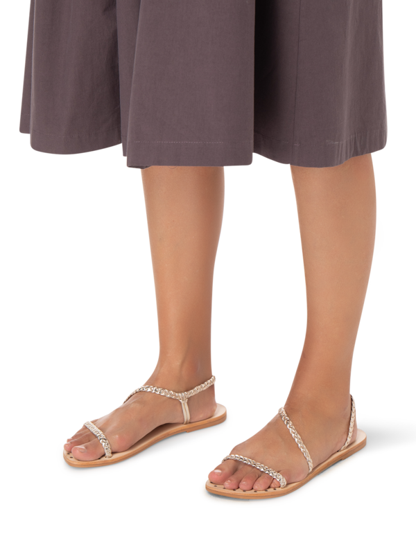 LEATHER SANDALS METALLIC LEATHER BRAID