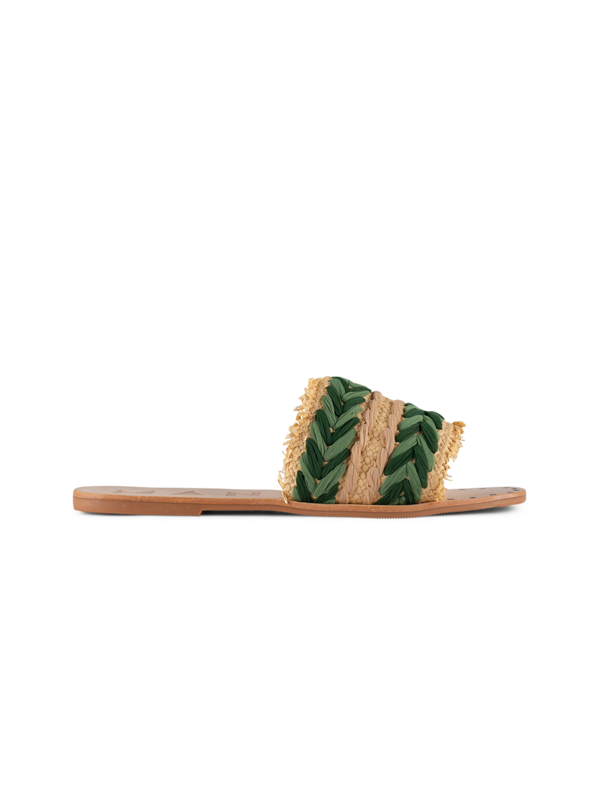 LEATHER SANDALS RAFFIA & CHIFFON