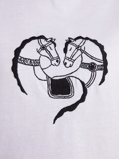 White Crop T-Shirt with Black Embroidery