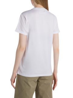 White T-Shirt with Blue Arabic Words Print