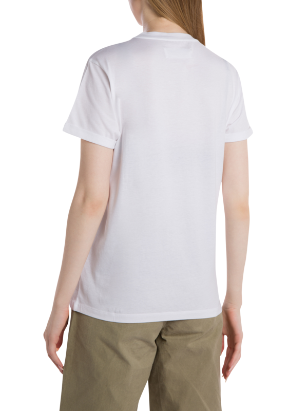 White T-Shirt with Blue Arabic Words Print