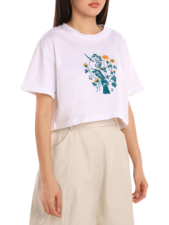 White Embroidered Crop T-Shirt