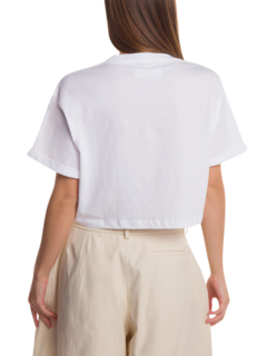 White Embroidered Crop T-Shirt