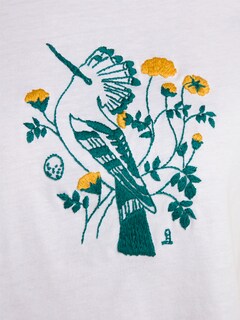 White Embroidered Crop T-Shirt