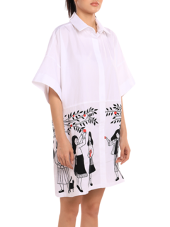 Oversized Shirt Dress with Short Sleeves