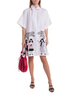 Oversized Shirt Dress with Short Sleeves