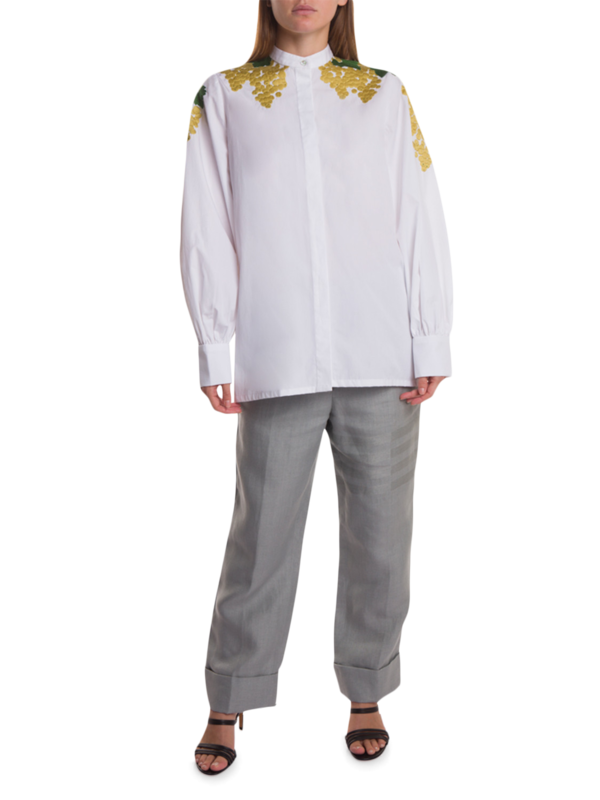 White Long Balloon Sleeves Shirt