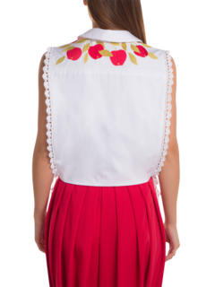 White Hand Embroidered Open Side Tie Shirt