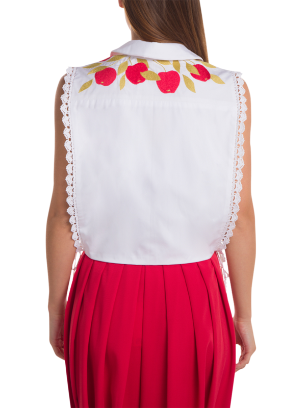 White Hand Embroidered Open Side Tie Shirt