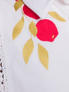 White Hand Embroidered Open Side Tie Shirt