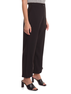 Cropped Black Trousers with a Lace Trim