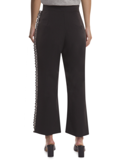 Cropped Black Trousers with a Lace Trim